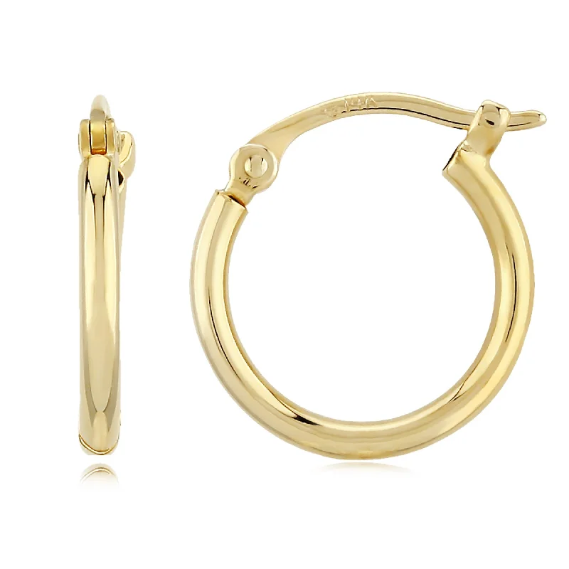 gemstone drop earrings for women-14K Yellow Gold 1.5X12mm S/D Hoop Earrings