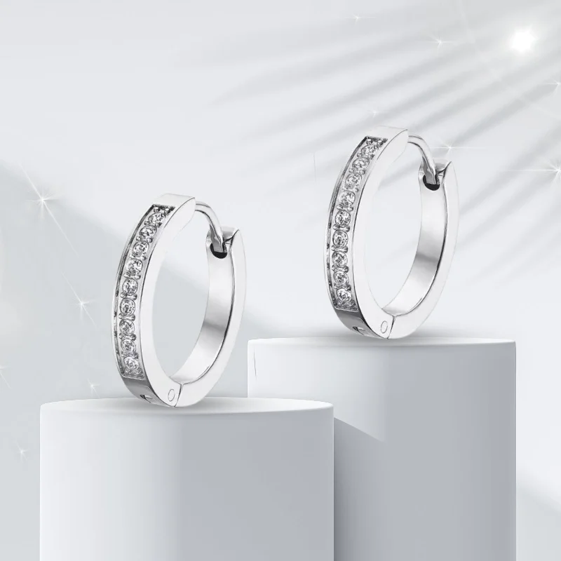 matching earrings for women-Zarkan Zircon Single Line Hoop Earrings