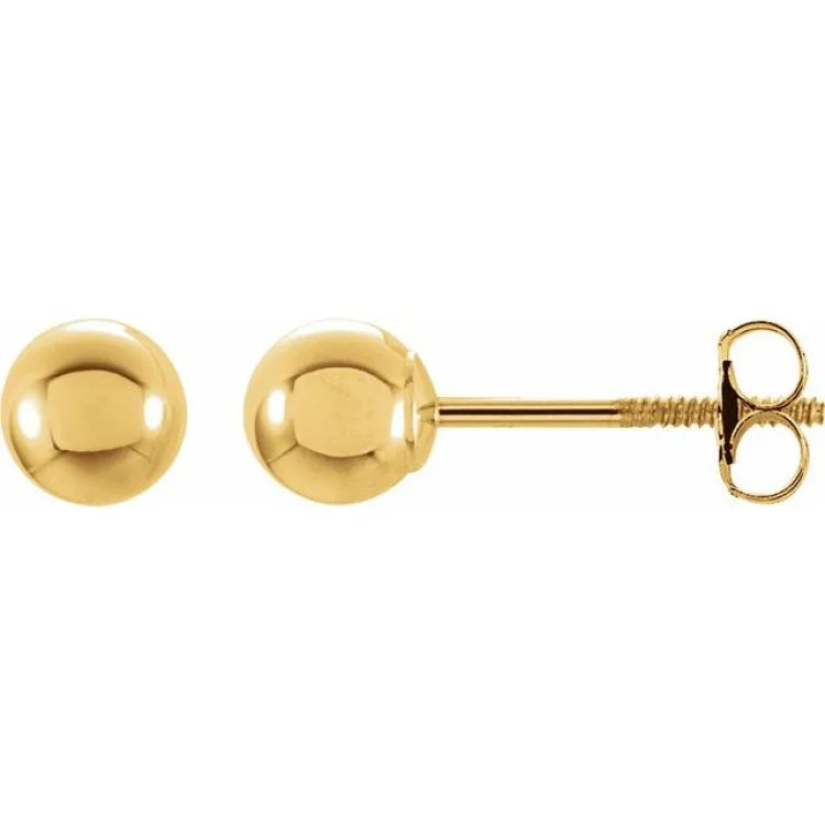 silver earrings for women-14K Yellow 5 mm Ball Stud Earrings