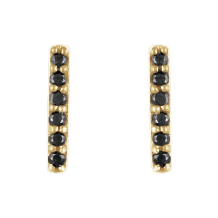 classic earrings for women-14K Yellow 1/10 CTW Natural Black Diamond Bar Earrings