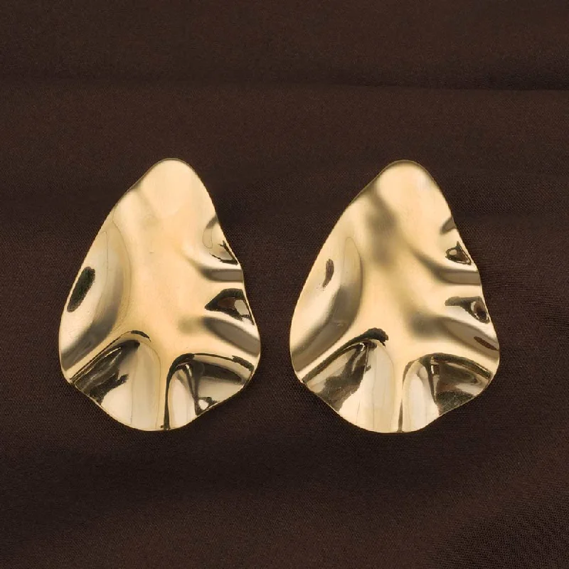 big earrings for women-Golden Leaf Stud Earrings