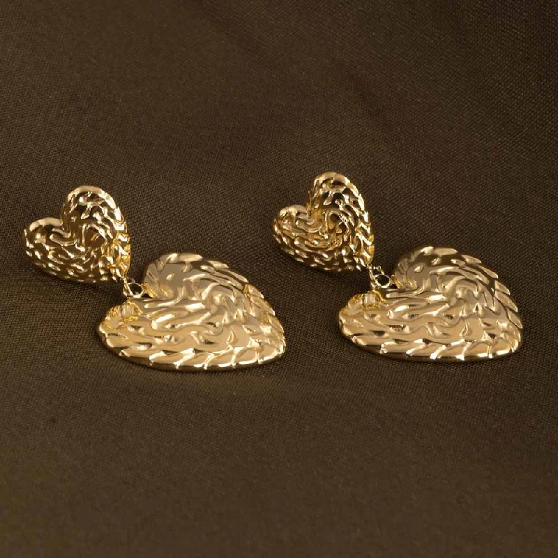 statement pearl earrings for women-Rippled Hearts Earrings