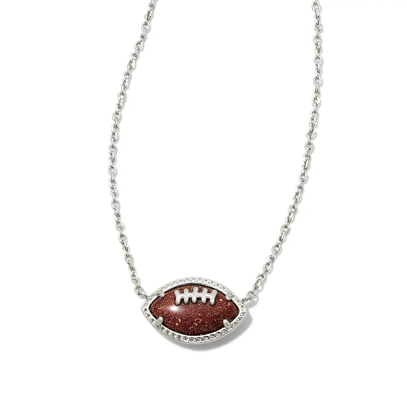 gold-plated necklaces for women-Kendra Scott | Football Silver Short Pendant Necklace in Orange Goldstone