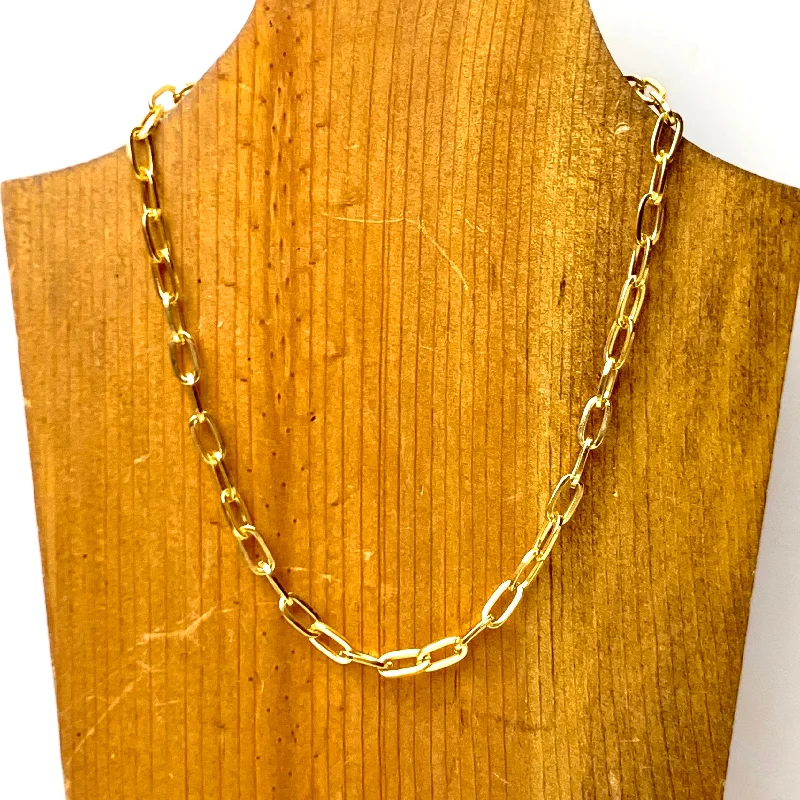 statement chain necklaces for women-Paperclip Chain Necklace in Gold