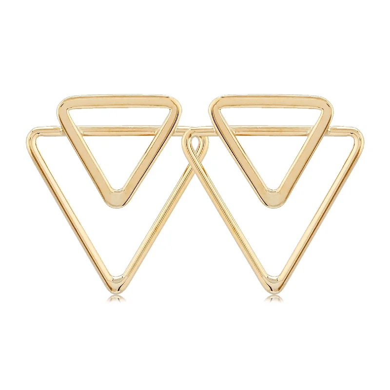 butterfly earrings for women-14KY Double Open Triangle Earrings