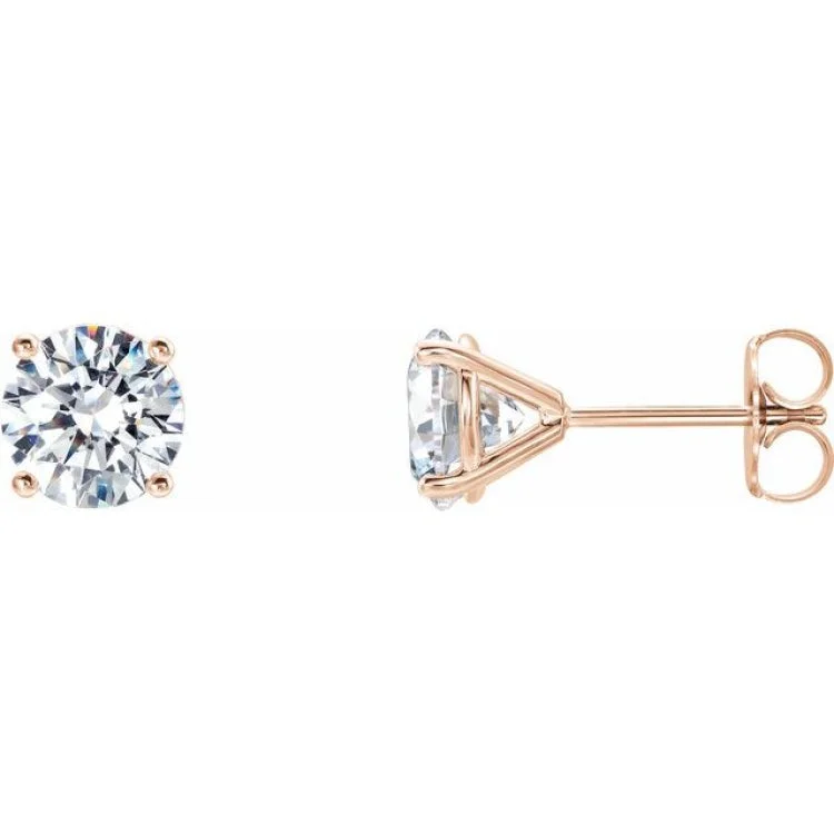 fashion gold earrings for women-14K Rose 1/2 CTW Lab-Grown Diamond 4-Prong Stud Earrings