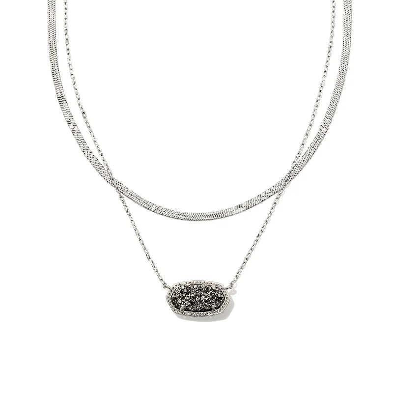 diamond pendants for women-Kendra Scott | Elisa Herringbone Silver Multi Strand Necklace in Platinum Drusy