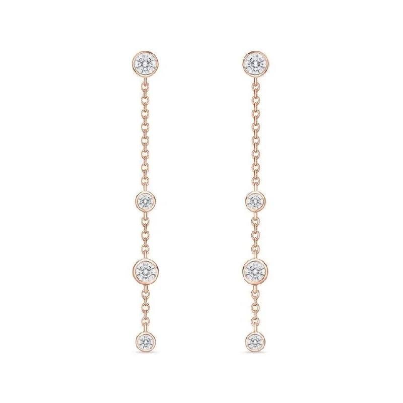 long dangling earrings for women-18K Rose Gold 1/2Ct Diamond Drop Earrings