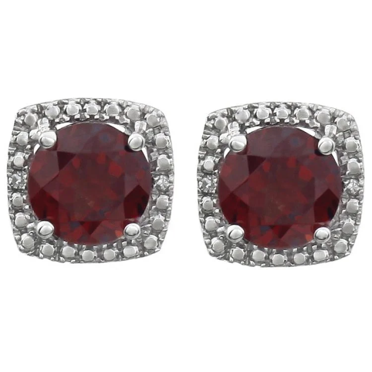 elegant earrings for women-Sterling Silver Natural Mozambique Garnet & .015 CTW Natural Diamond Earrings