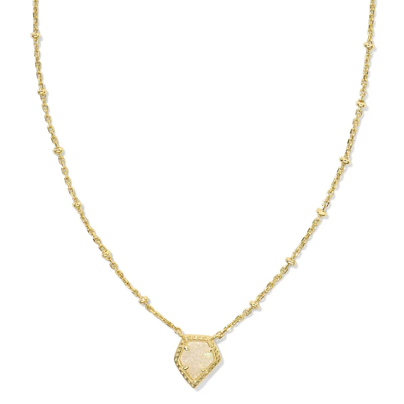 letter necklaces for women-Kendra Scott | Framed Tess Gold Satellite Short Pendant Necklace in Iridescent Drusy