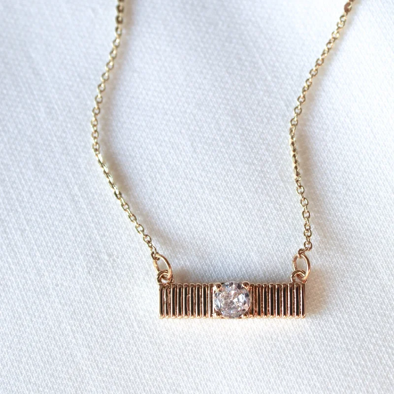 beaded necklaces for women-Kinsey Designs | Quinn Gold Tone Bar Necklace with CZ Crystal Accent