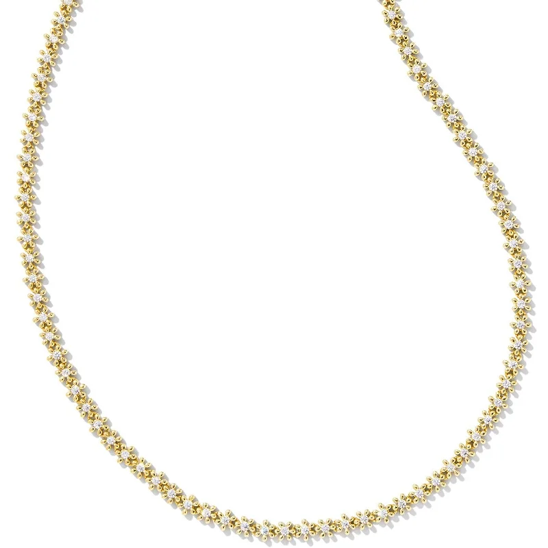 vintage necklaces for women-Kendra Scott | Nydia Gold Strand Necklace in White Crystal