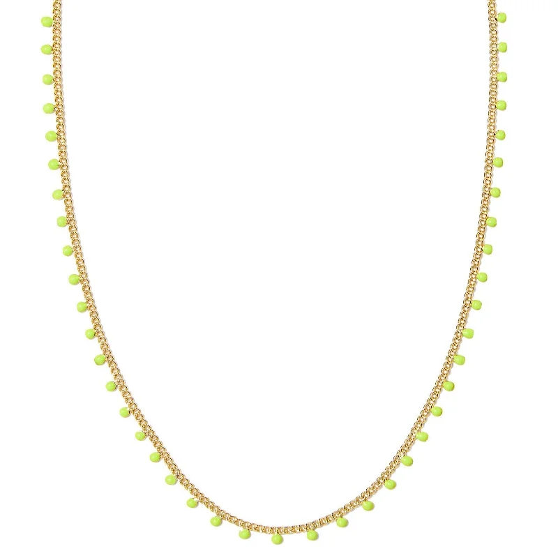 chain necklaces for women-Kendra Scott | Kelsey Gold Strand Necklace in Chartreuse Enamel