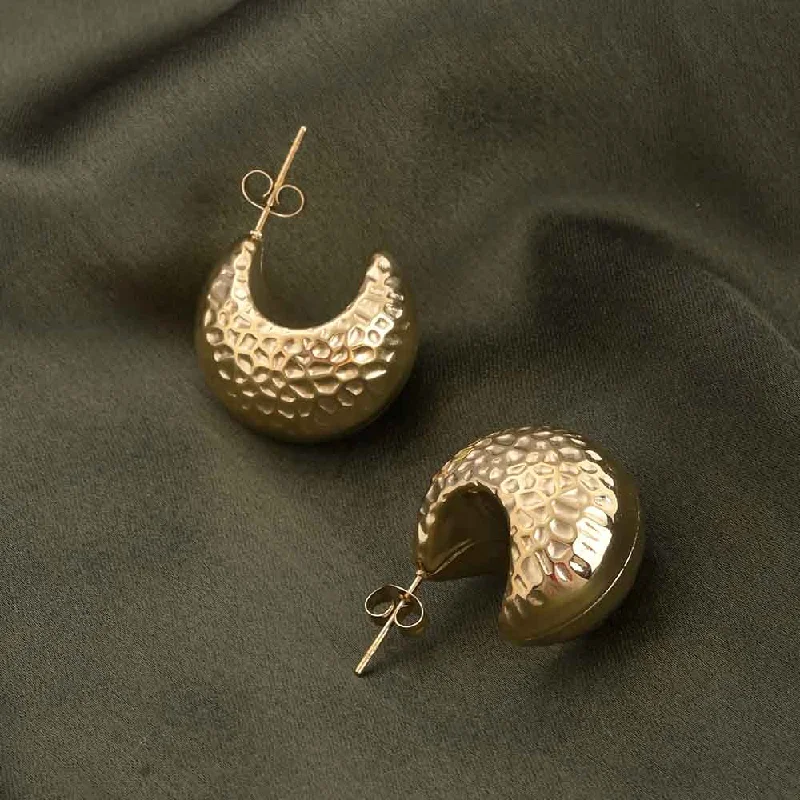 fashion gold earrings for women-Hammered Dome Earrings