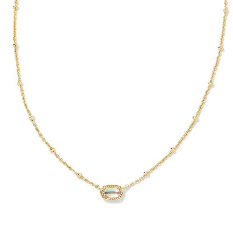 woven necklaces for women-Kendra Scott | Mini Elisa Gold Satellite Short Pendant Necklace in Dichroic Glass