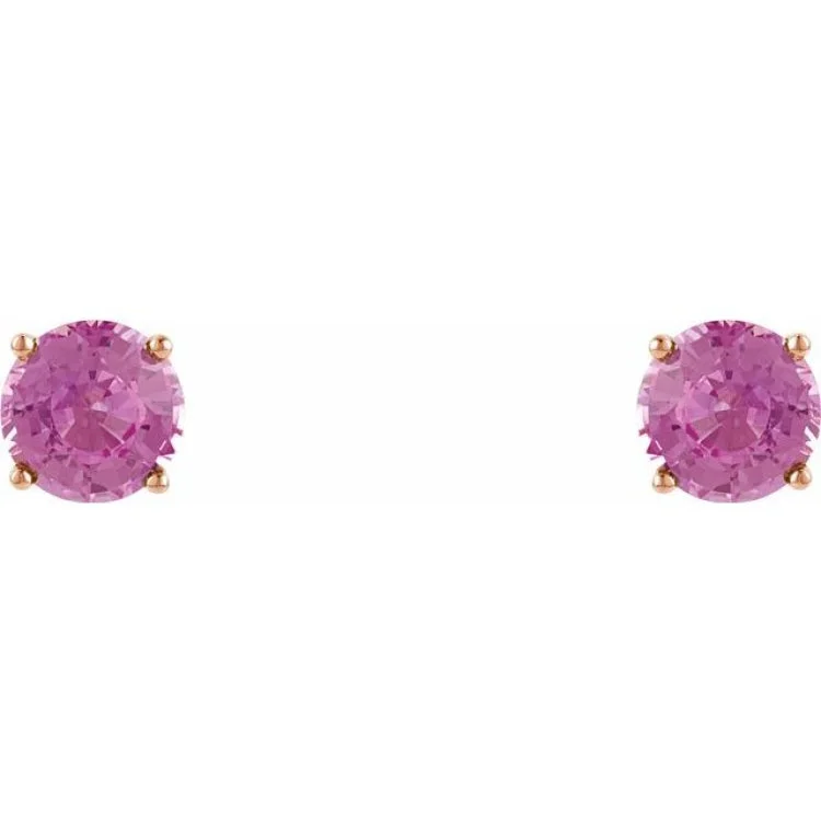 dangling crystal earrings for women-14K Rose 5 mm Natural Pink Sapphire Stud Earrings