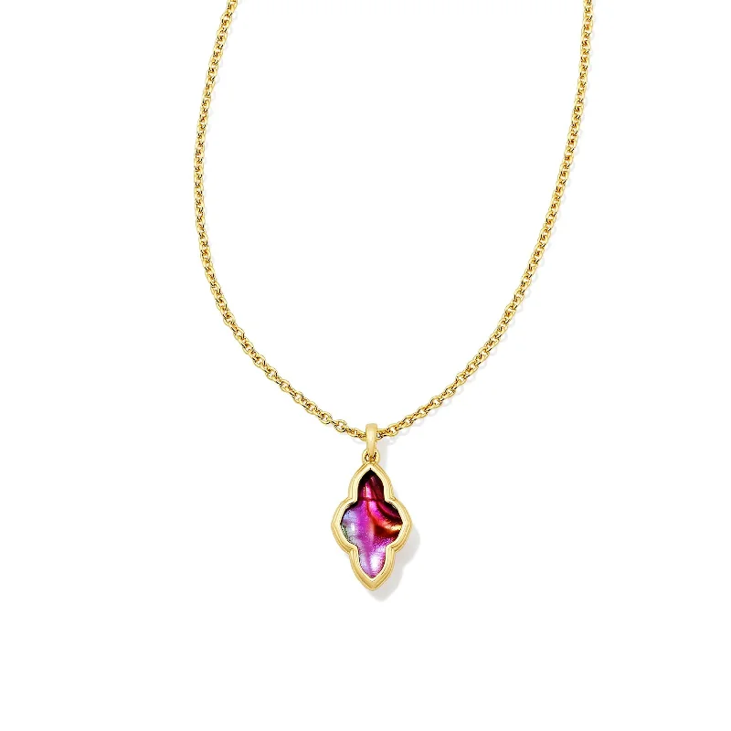 trendy necklaces for women-Kendra Scott | Framed Abbie Gold Short Pendant Necklace in Light Burgundy Illusion