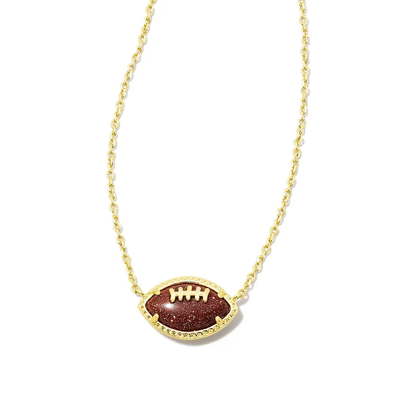 wedding pendant necklaces for women-Kendra Scott | Football Gold Short Pendant Necklace in Orange Goldstone