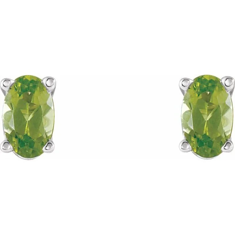 statement chandelier earrings for women-14K White Natural Peridot Earrings