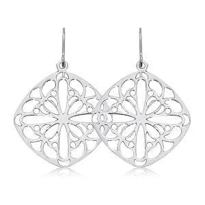 matching earrings for women-Sterling Silver Cushion Lace Earrings