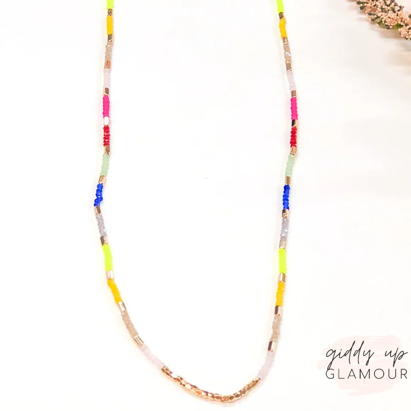 opal necklaces for women-Small Crystal Beaded Layering Necklace in Multi