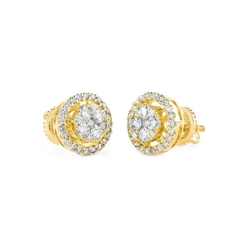 dangle earrings for women-Round Pave Halo Earrings