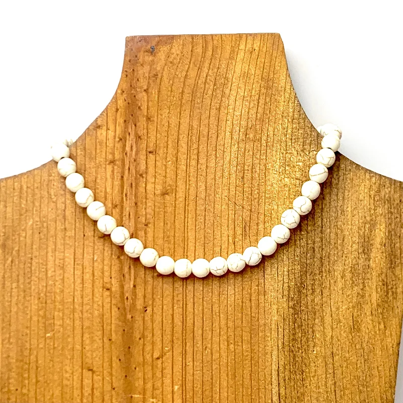 chain necklaces for women-Beaded Stone Choker Necklace In Ivory