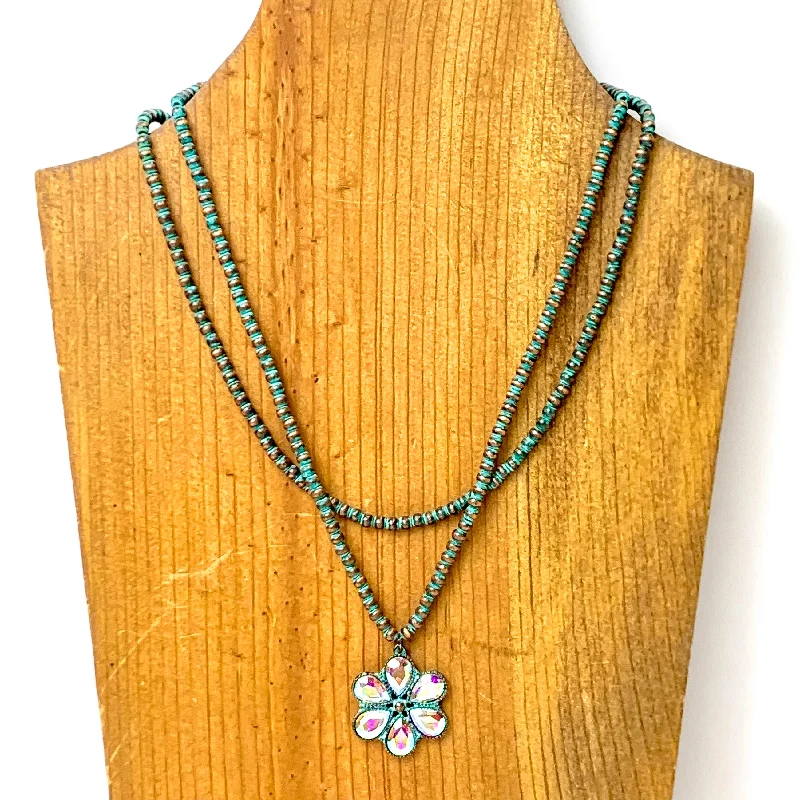 diamond necklaces for women-Bourbon Blooms Faux Navajo Pearl Necklace in Patina Tone