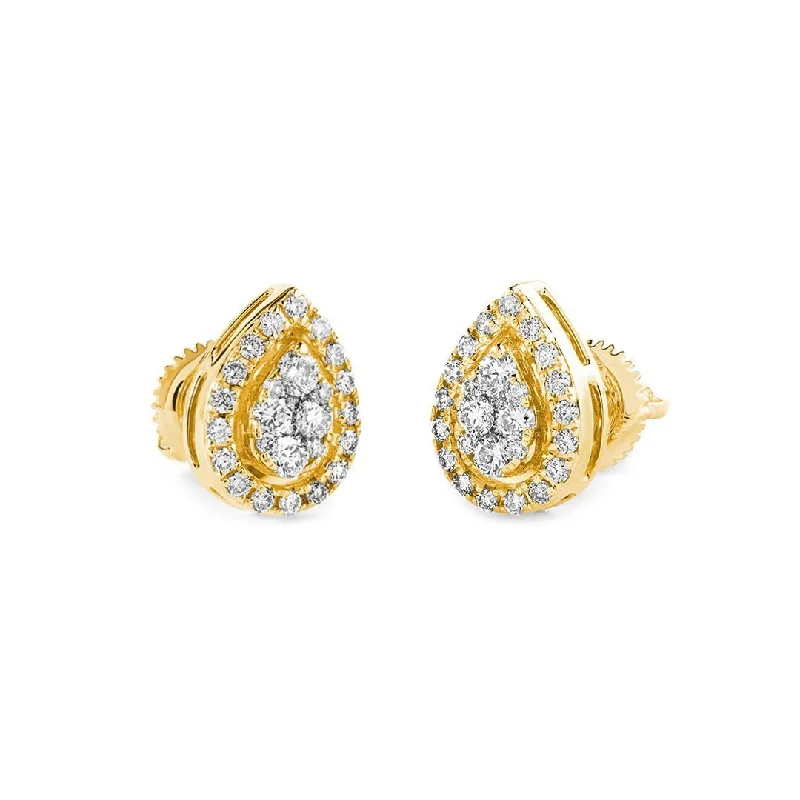 diamond earrings for women-Teardrop Pave Halo Earrings