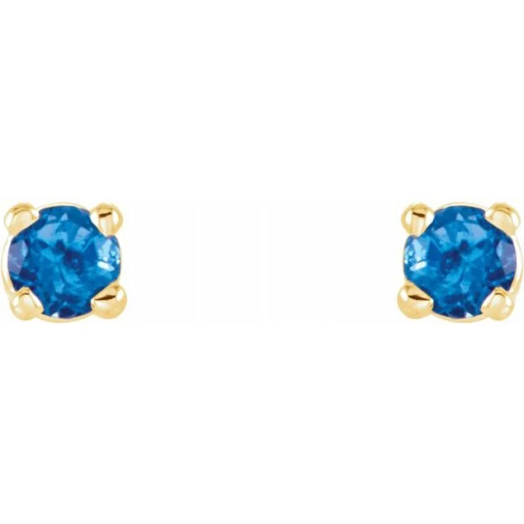 vintage earrings for women-14K Yellow 2.5 mm Natural Swiss Blue Topaz Stud Earrings