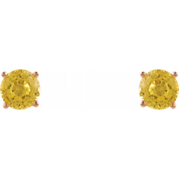 layered earrings for women-14K Rose 5 mm Natural Yellow Sapphire Stud Earrings