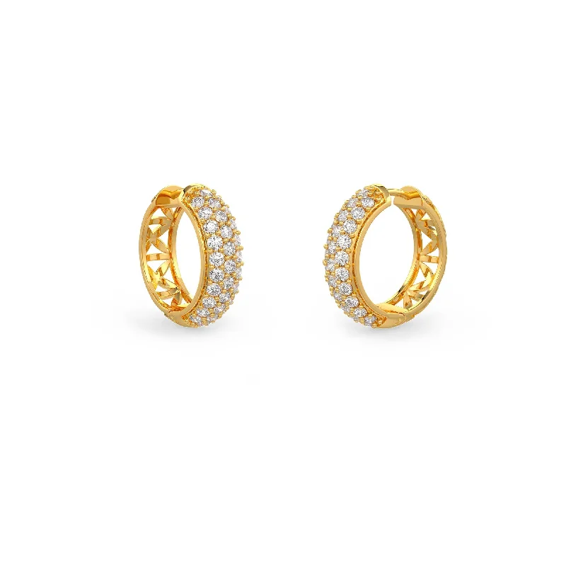 butterfly earrings for women-Diamond Pave Hoops