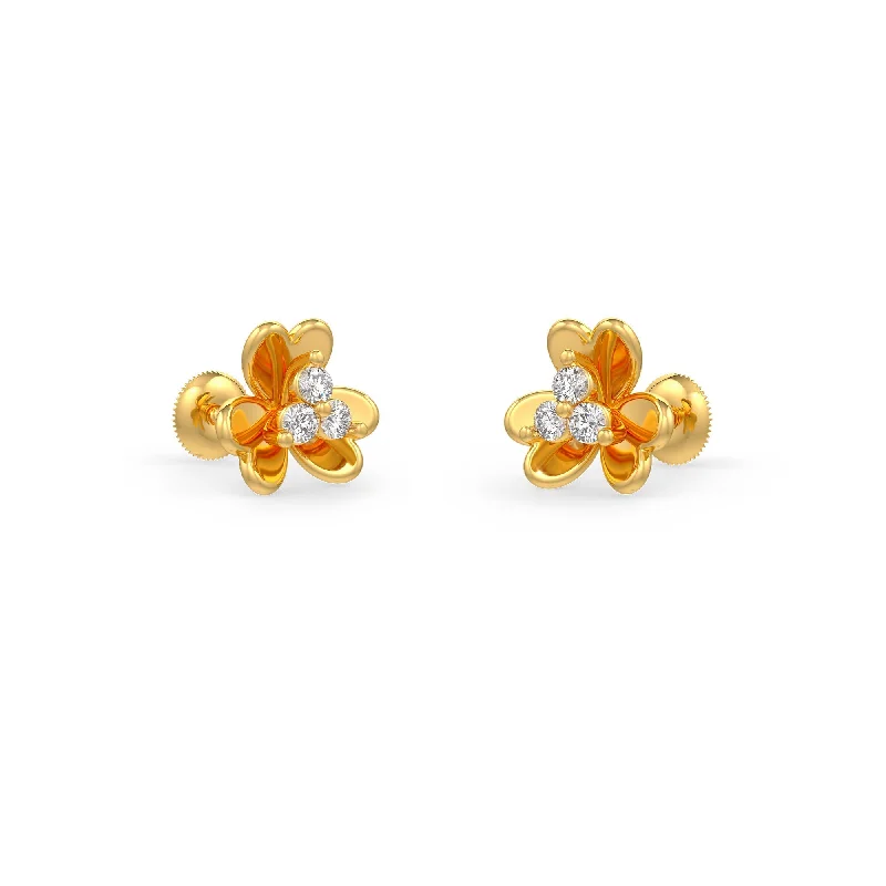 gold-plated earrings for women-Jasmine Diamond Earrings