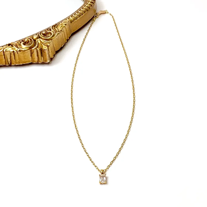 personalized necklaces for women-Bracha | Unforgettable Gold Tone Necklace with CZ Crystal Charm