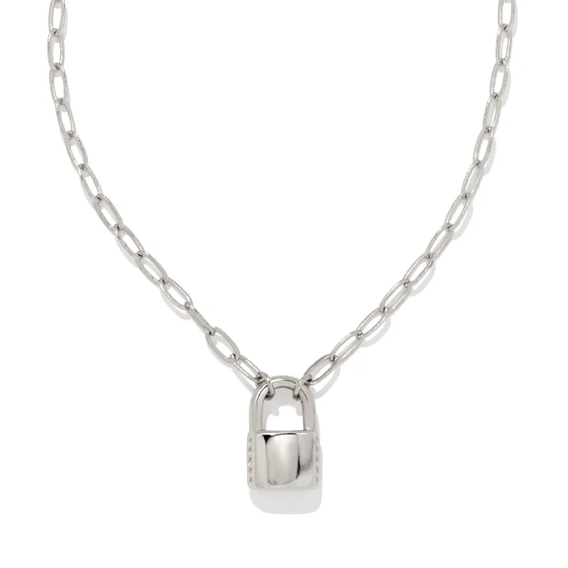 bold necklaces for women-Kendra Scott | Jess Small Lock Chain Necklace in Silver