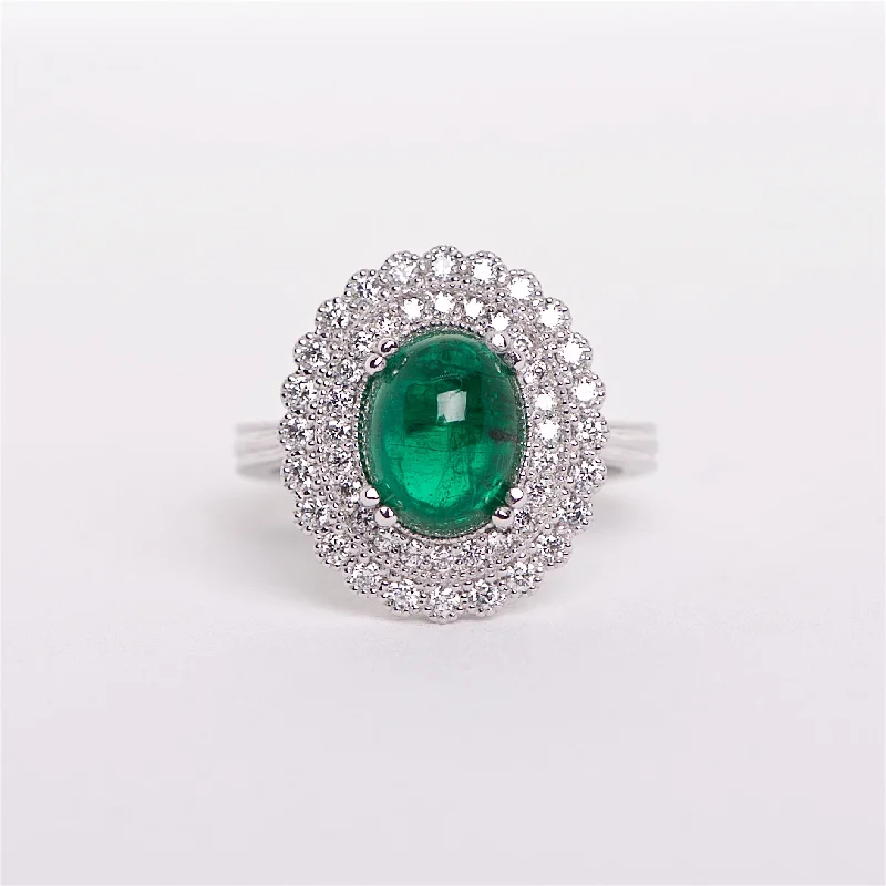 luxury engagement rings for women-The Lauren - GIA certified Emerald and Diamond ring