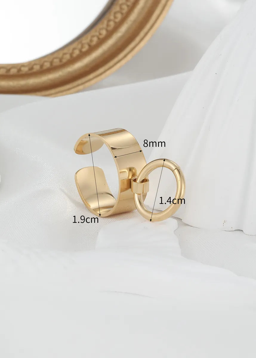 personalized name rings for women-Vintage Style Circle Solid Color Stainless Steel Plating 18k Gold Plated Open Rings