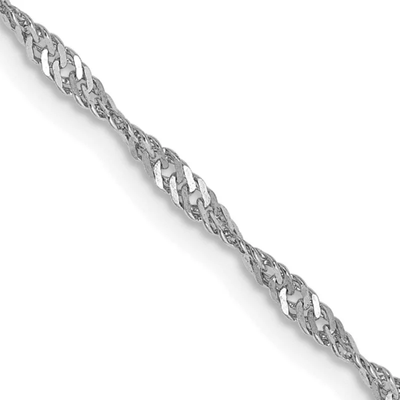 ankle cuffs for women-Curata Women's 14k White Gold 1.65mm Solid Singapore Chain Anklet - 9 Inch - Lobster Claw