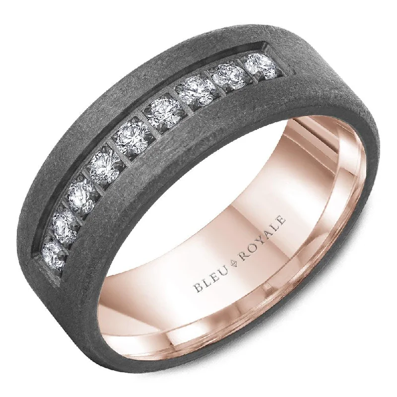 matching wedding rings for women-0.45ctw Diamond Brushed Tantalum With 14K Rose Gold