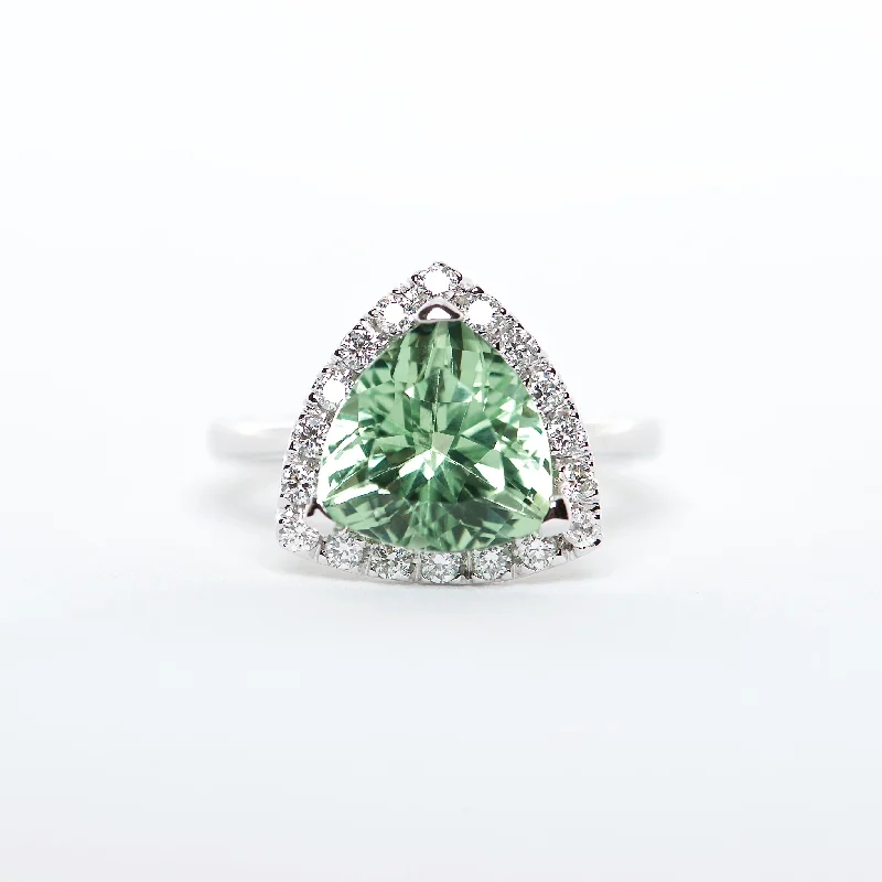 halo engagement rings for women-The Eliza - GIA Certified Tourmaline and Diamond ring