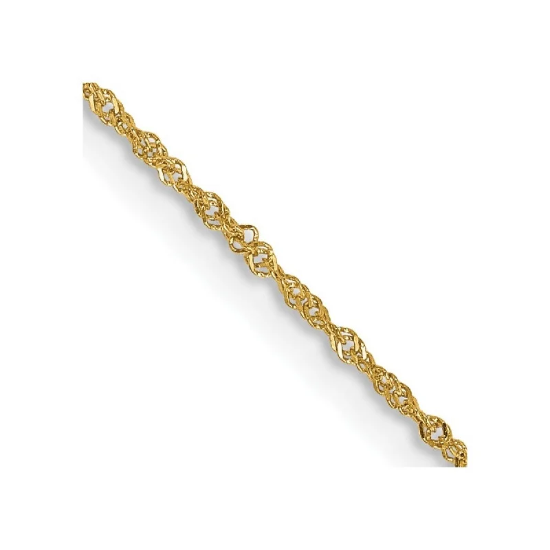 shell anklet for women-Curata 14k Yellow Gold 9" or 10" 1mm Singapore Chain Anklet (Spring-ring)