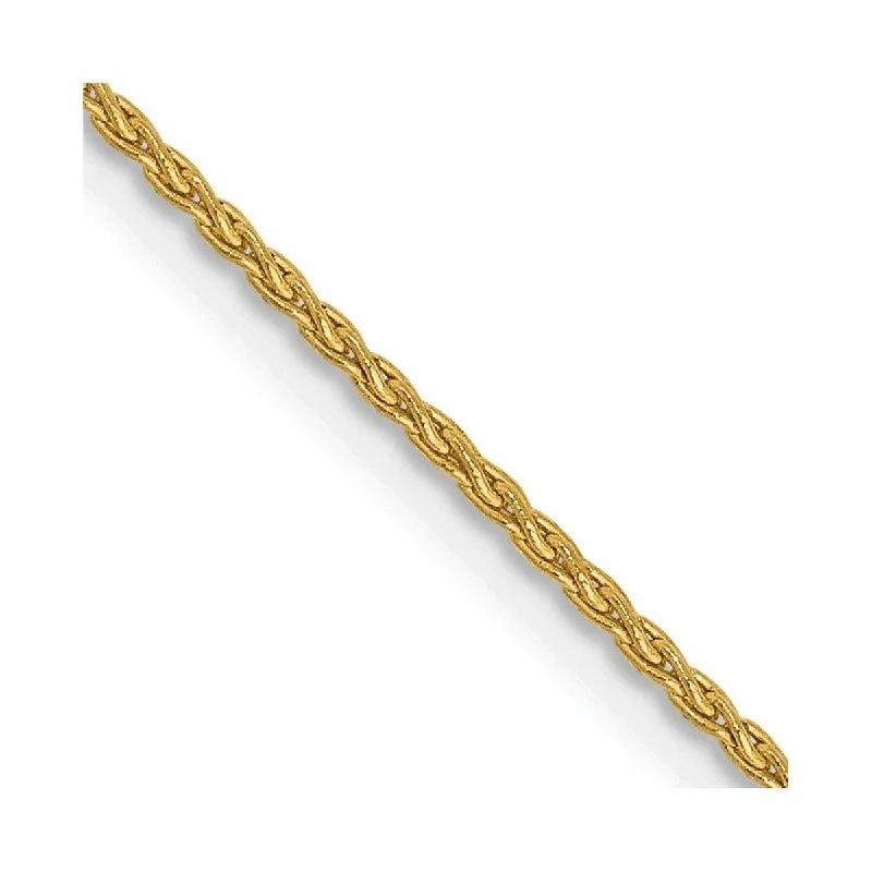 simple gold anklet for women-Curata Women's 14k Yellow Gold 1.2mm Round Wheat Chain Anklet- 10 Inch