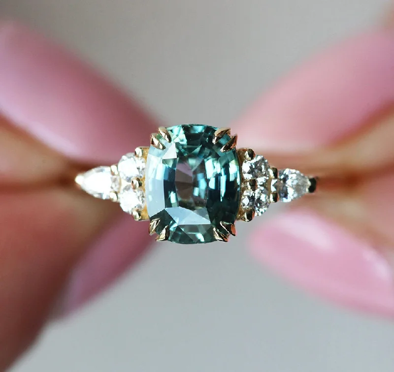 vintage engagement rings for women-Judy Mint Sapphire Diamond Ring