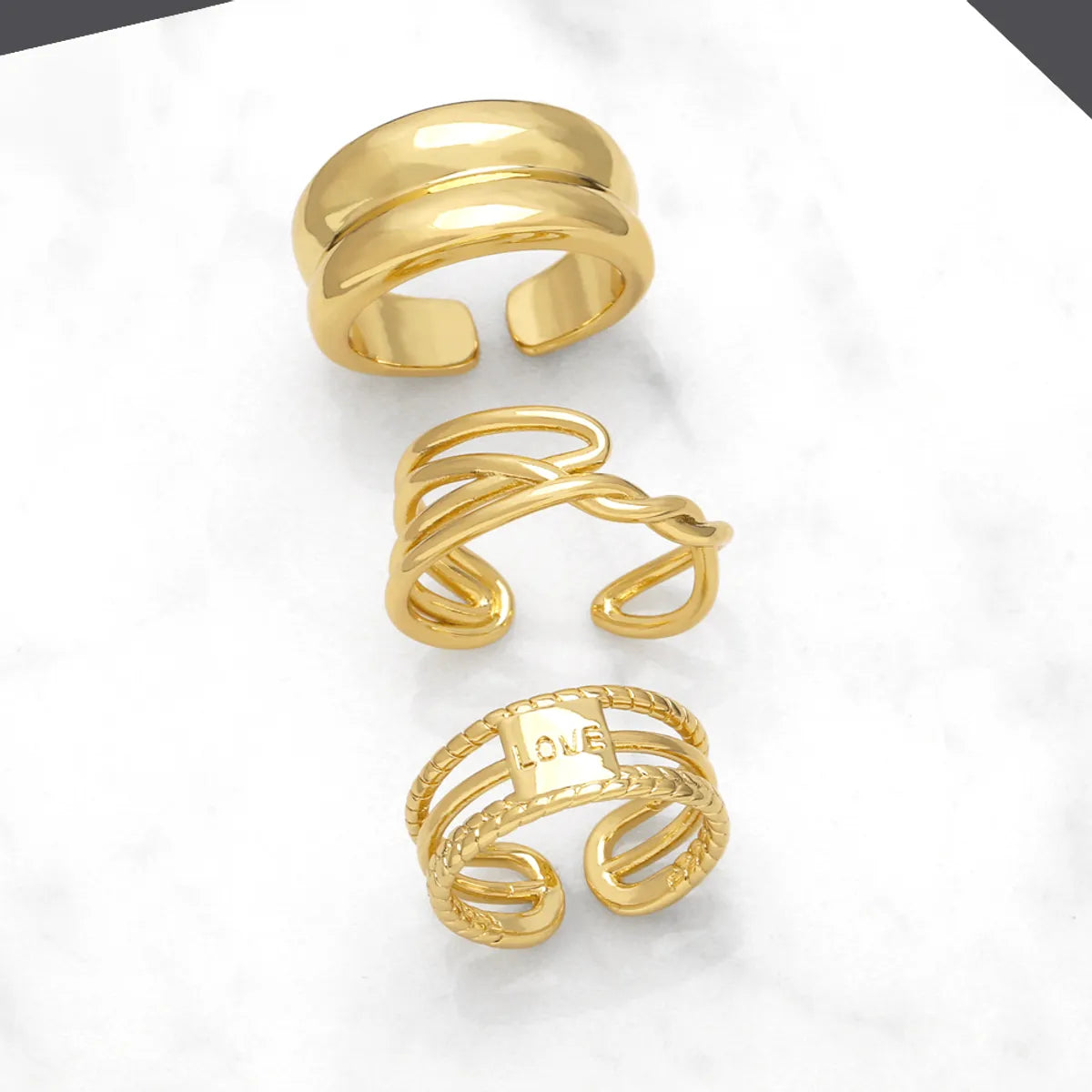 gold-plated rings for women-Simple Style Love Copper Plating 18k Gold Plated Open Rings