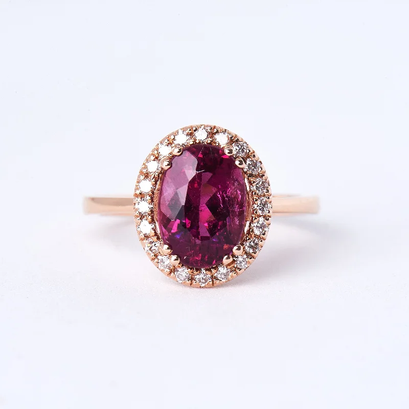 engagement rings with colored gemstones for women-The Laila - 14K Tourmaline and Diamond Ring