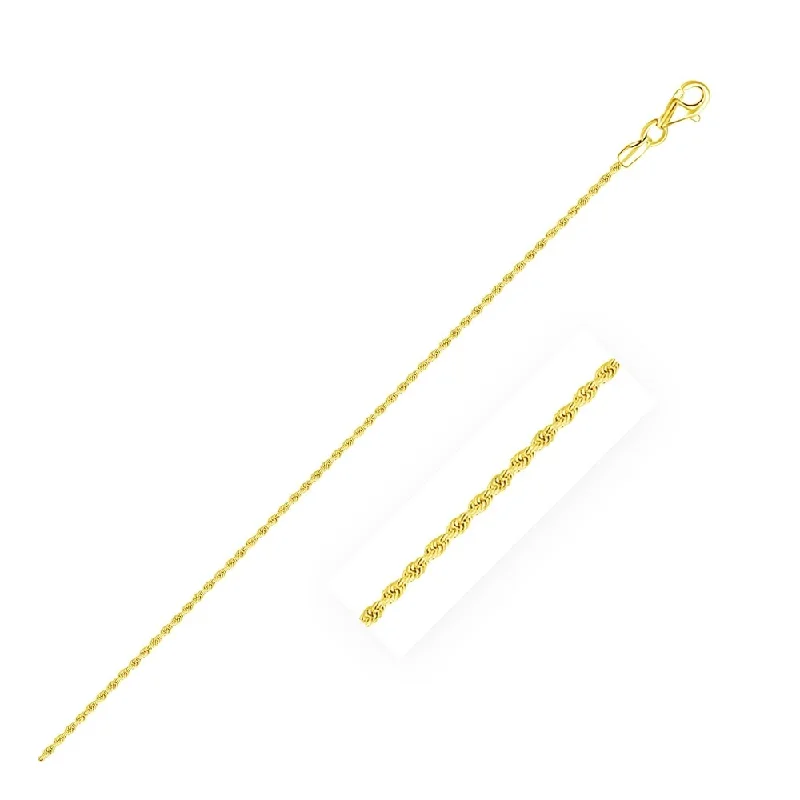 anklet with coins for women-14k Yellow Gold Diamond Cut Rope Anklet 1.5mm