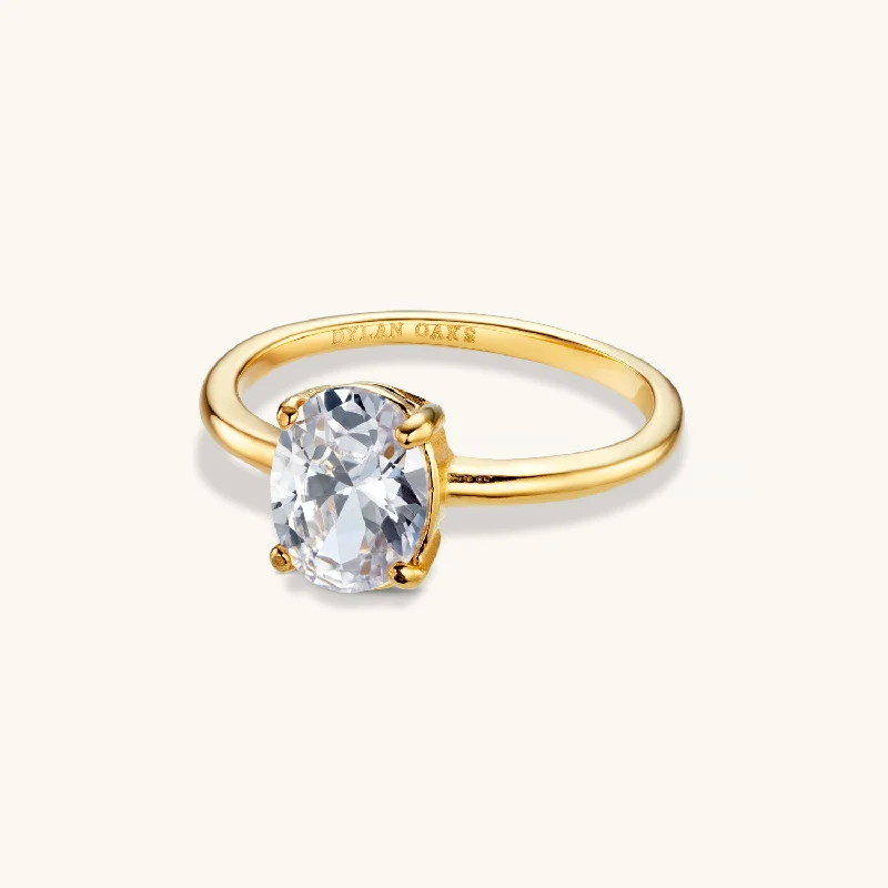 simple engagement rings for women-Classic Diamond Ring in Gold