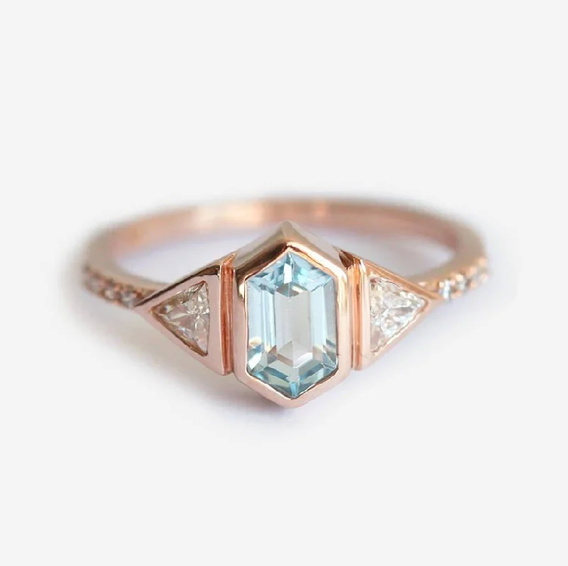 dainty engagement rings for women-Megan Aquamarine Diamond Ring