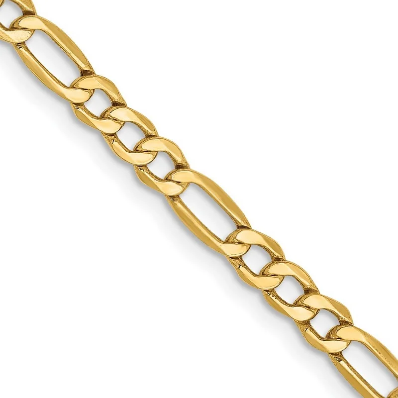 elegant anklet for women-Curata Women's 14k 3.5mm Semi-solid Figaro Chain Anklet- 10 Inch