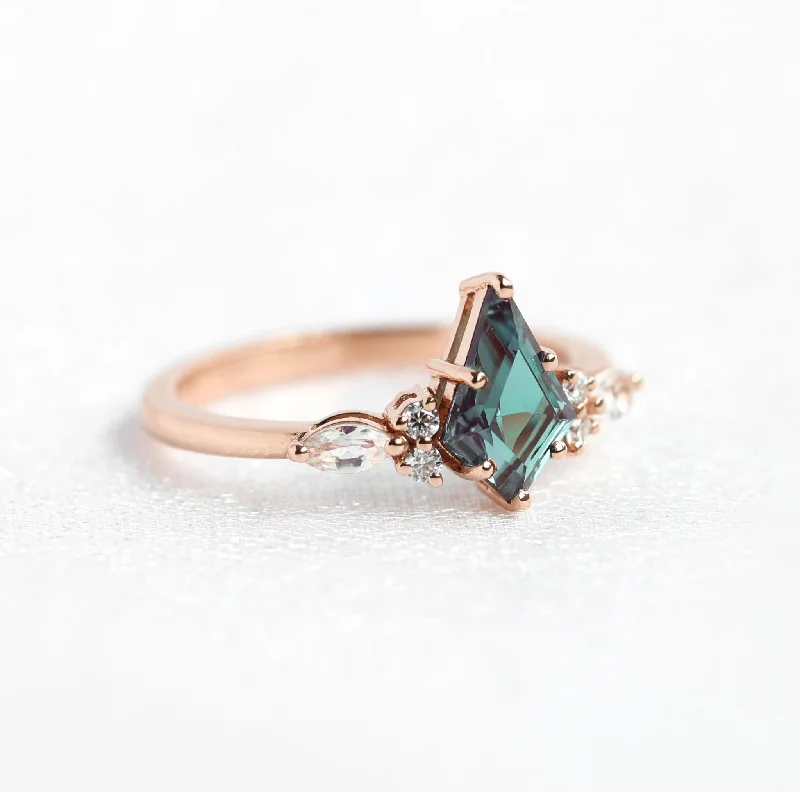 gold engagement rings for women-Kite Alexandrite Engagement Ring